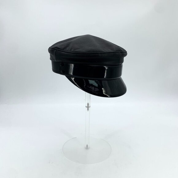 Ruslan Baginskiy Black Leather Navy Cap Beret Style XS 100% Leather Made In Ukra main image 5